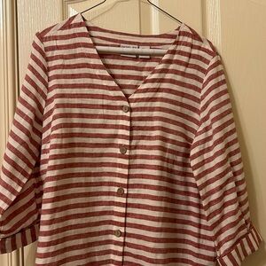 Rachel Zoe Red and White Striped Button-Down Shirt
